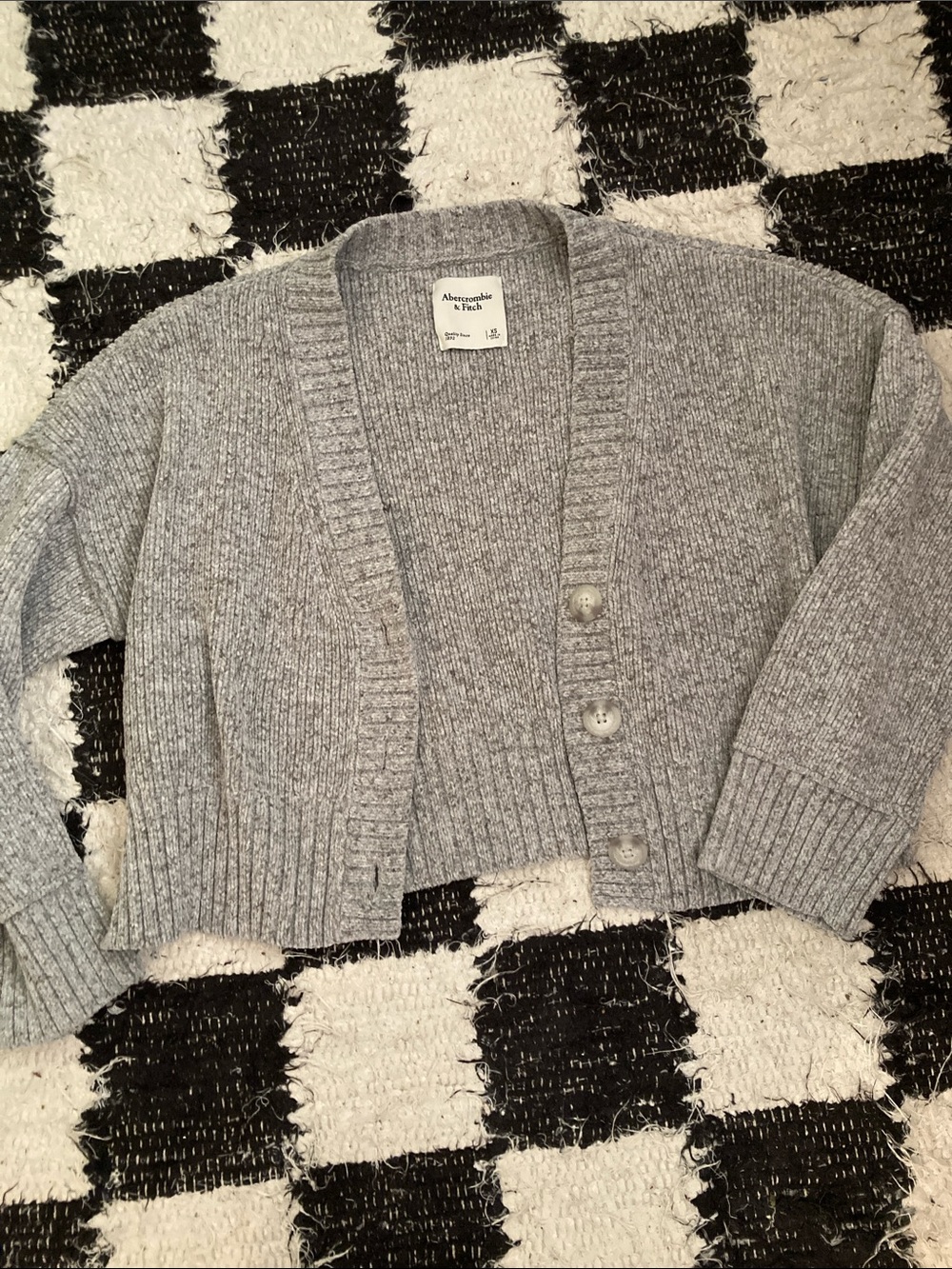 Abercrombie & Fitch Gray Ribbed Cropped Button Cardigan Size xs
